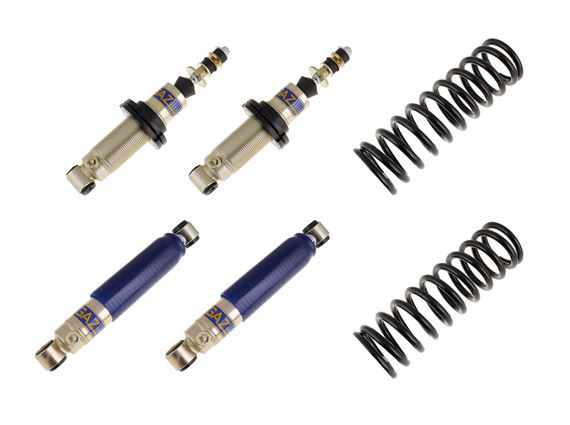 GAZ Front and Rear Shock Absorber Kit - Ride/Height Adjustable Front - with Uprated Front Springs - Spitfire - RL1514SAGAZ