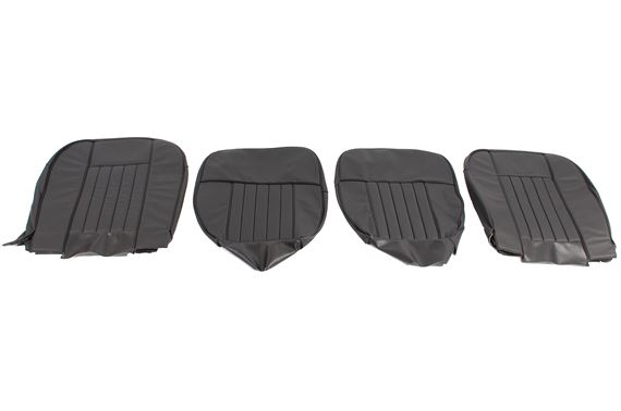 Front Seat Cover Set - Pair - Leather - Black with Black Piping - RP1372BLACKL