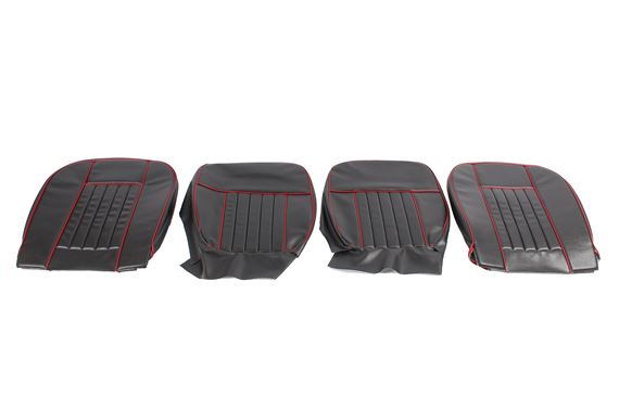 Front Seat Cover Set - Pair - Vinyl - Black with Red Piping - RP1372BLACKRPV