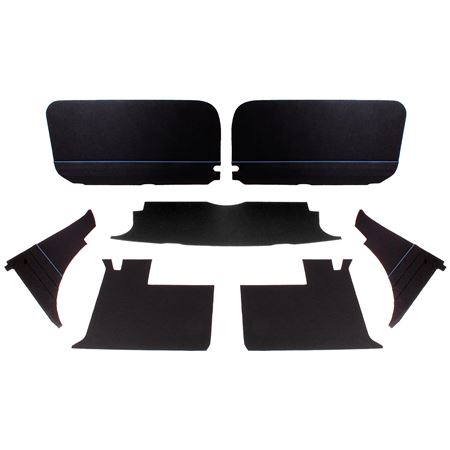 Trim Panel Kit - 7 Piece - Black with Blue Piping - RP1394BLACKBP