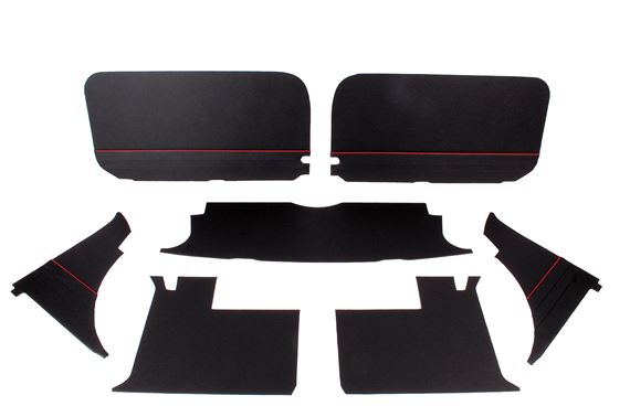 Trim Panel Kit - 7 Piece - Black with Red Piping - RP1394BLACKRP