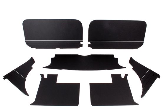 Trim Panel Kit - 7 Piece - Black with White Piping - RP1394BLACKWP