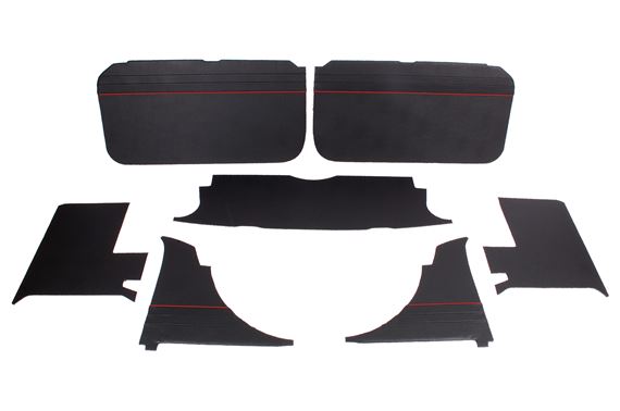 Trim Panel Kit - 7 Piece - Black with Red Piping - RP1395BLACKRP