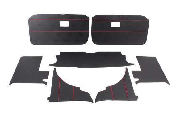 Trim Panel Kit - 7 Piece - Black with Red Piping - RP1396BLACKRP