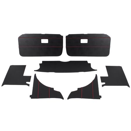 Trim Panel Kit - 7 Piece - Black with Red Piping - RP1396BLACKRP