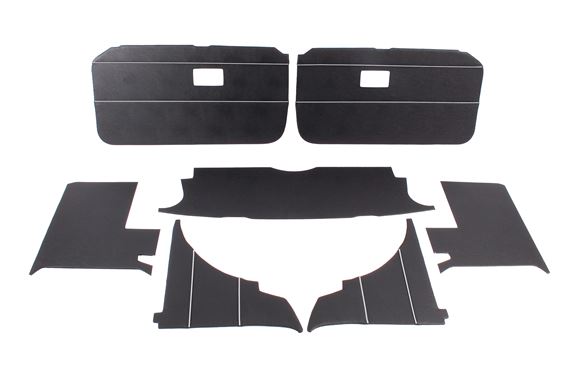 Trim Panel Kit - 7 Piece - Black with White Piping - RP1396BLACKWP