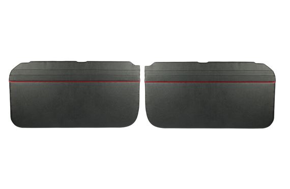 Door Liners - Pair - Black with Red Piping - RP1468BLACKRP