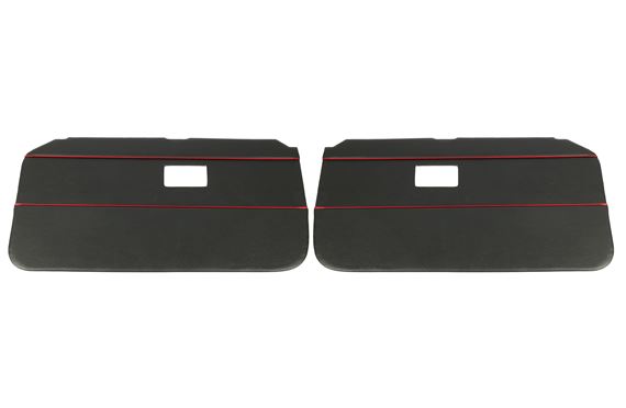 Door Liners - Pair - Black with Red Piping - RP1469BLACKRP