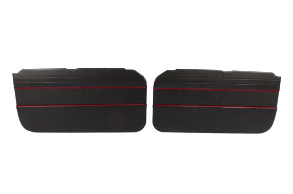 Door Liners - Pair - Black with Red Piping - RP1472BLACKRP