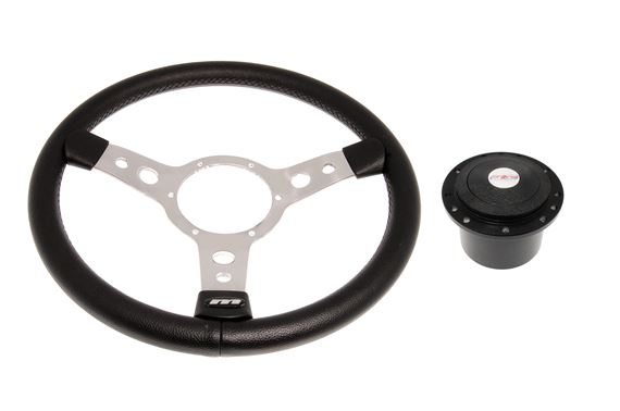 Vinyl 14 Inch Steering Wheel With Polished Centre - Black Boss - RP1511 - Mountney