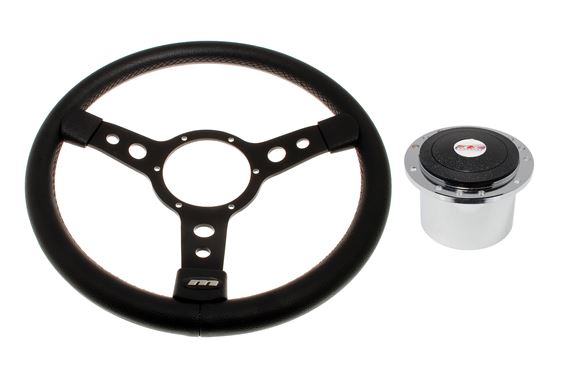 Steering Wheel 14" Vinyl With Black Centre Polished Boss - RP1512A - Mountney 