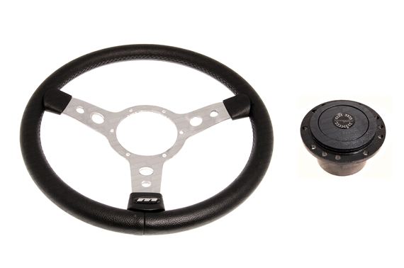 Steering Wheel 14" Vinyl With Polished Centre Black Boss - RP1518 - Mountney 