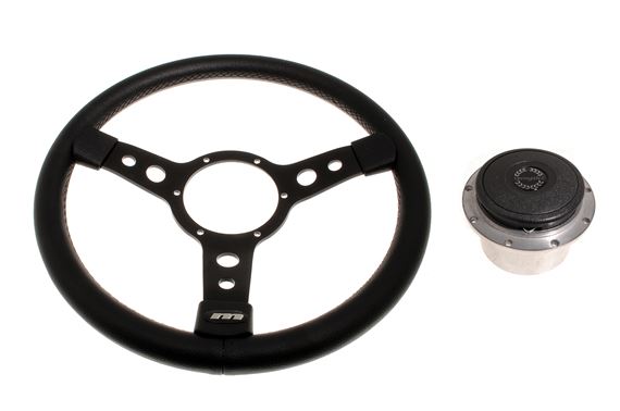 Steering Wheel 14" Vinyl With Black Centre Polished Boss - RP1522A - Mountney 
