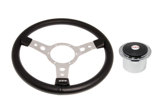 Steering Wheel 14" Vinyl with Polished Centre Polished Boss - RP1524A - Mountney 