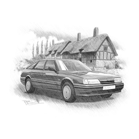 Rover 800 FastBack Personalised Portrait in Black & White - RP1545BW