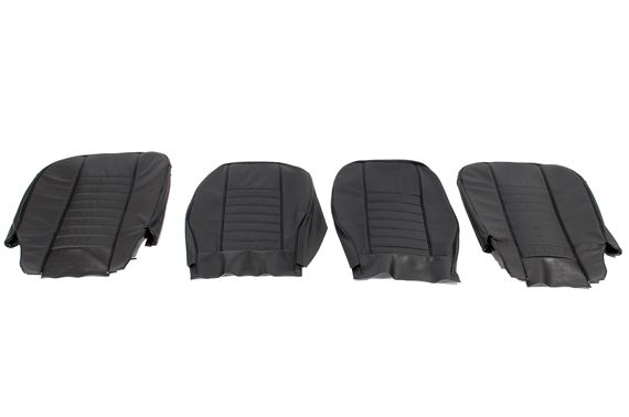 Front Seat Cover Set - Pair - Leather - Black with Black Piping - RP1586BLACKL