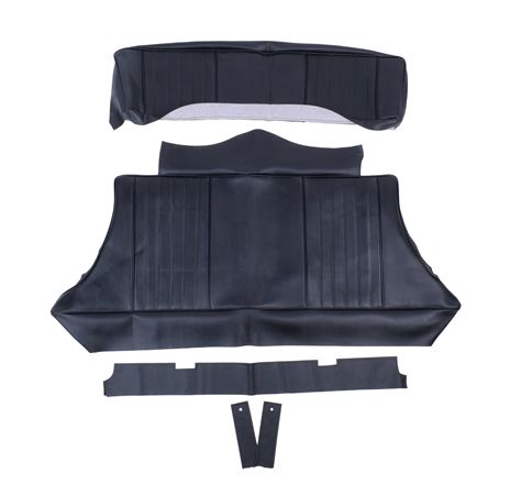 Rear Seat Cover Set - Leather - Black with Black Piping - RP1589BLACKL