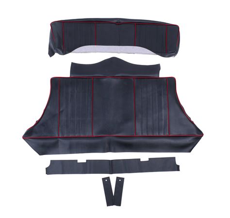 Rear Seat Cover Set - Leather - Black with Red Piping - RP1589BLACKRPL