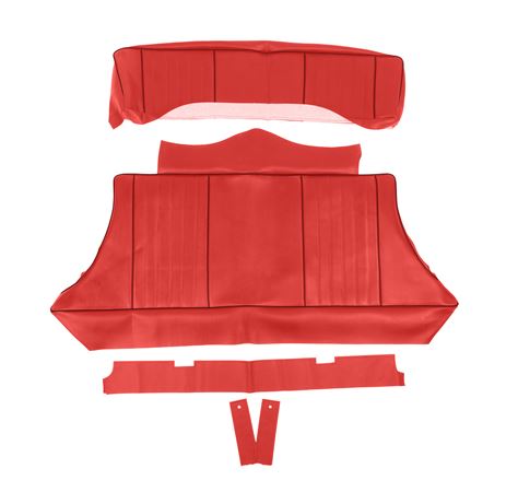 Rear Seat Cover Set - Vinyl - Red with Black Piping - RP1589REDBPV
