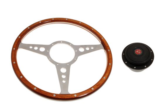 Moto-Lita Steering Wheel & Boss Kit - 14 Inch Wood - Flat With Holes - Thick Grip - RP1678TG