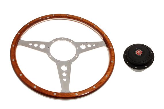 Moto-Lita Steering Wheel & Boss Kit - 14 Inch Wood - Flat With Holes - Thick Grip - RP1687TG