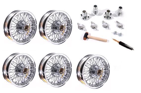 Wire Wheel Conversion Kit - Banjo Axle with 2 Ear Spinners - 4.5J x 14 inch - Chrome - RP1735C