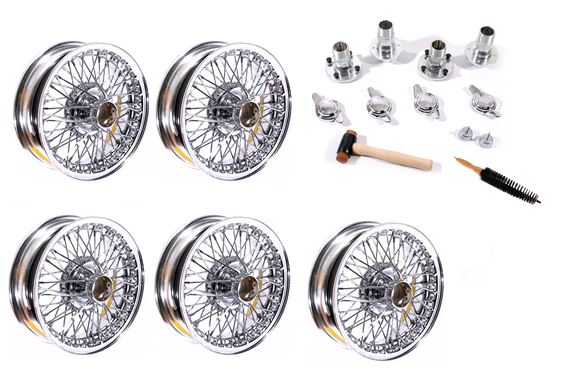 Wire Wheel Conversion Kit - Tube Axle with 2 Ear Spinners - 4.5J x 14 inch - Chrome - RP1737C
