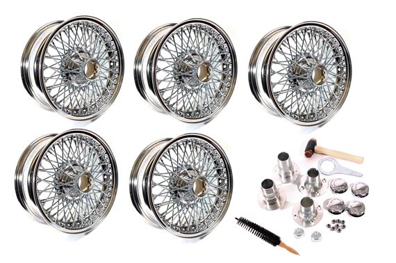 Wire Wheel Conversion Kit - Banjo Axle with Octagonal Nuts - 4.5J x 14 inch - Chrome - RP1739C