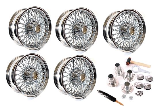 Wire Wheel Conversion Kit - Banjo Axle with Octagonal Nuts - 5.5J x 14 inch - Chrome - RP1740C