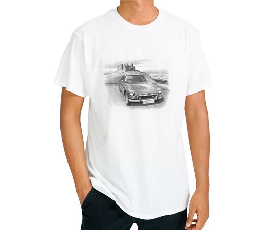 MGB GT V8 - T Shirt in Black & White