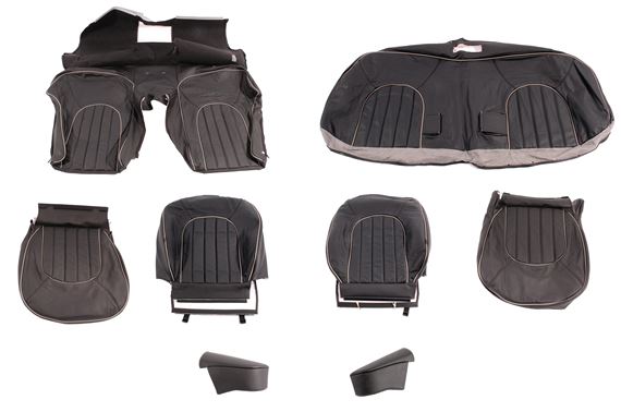 Front & Rear Seat Cover Kit Black Leather - RP1747BLACK