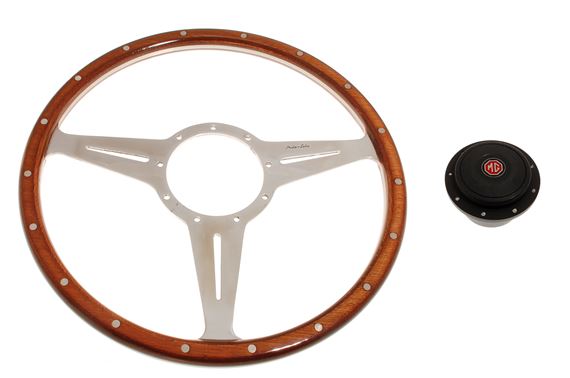 Moto-Lita Steering Wheel & Boss Kit - 14 Inch Wood - Flat With Slots - Thick Grip - RP1768TG