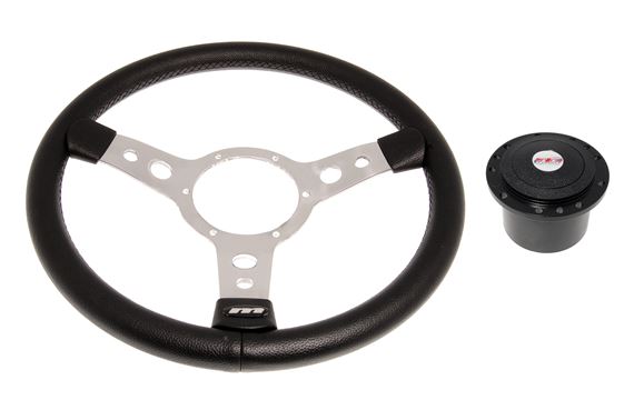 Vinyl 14 Inch Steering Wheel With Polished Centre - Black Boss - RP1775 - Mountney