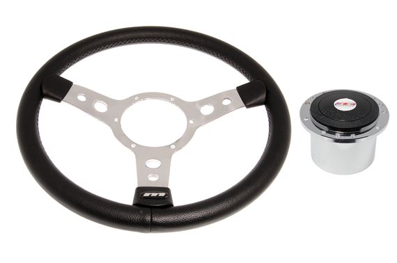 Vinyl 14 Inch Steering Wheel With Polished Centre - Polished Boss - RP1775A - Mountney