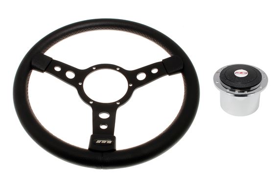 Vinyl 14 Inch Steering Wheel With Black Centre - Polished Boss - RP1777A - Mountney