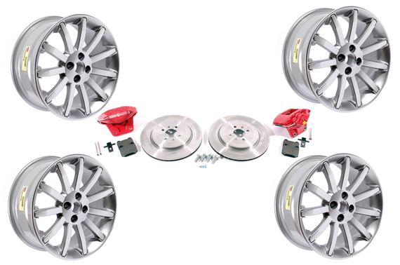 MGF and MG TF 304mm Big Brake Conversion Kit - Front - with 11 Spoke 7x16 inch Silver Wheels - RP2055