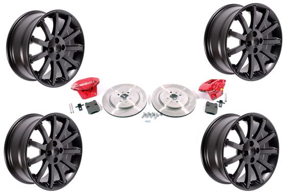 MGF and MG TF 304mm Big Brake Conversion Kit - Front - with 11 Spoke 7x16 in Black Wheels - RP2057