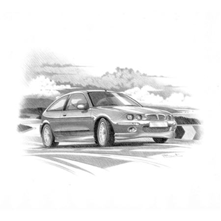 MG ZR Mk1 3 Door Personalised Portrait in Black & White - RP2213BW