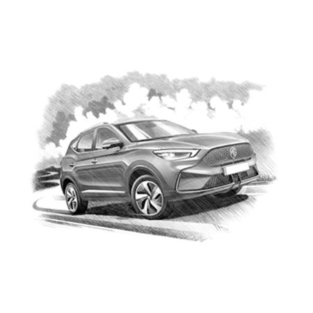 MG ZS EV 2020 on Personalised Portrait in Black & White - RP2217BW