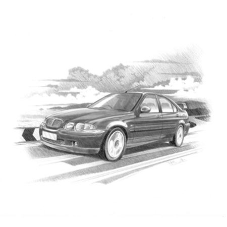 MG ZS Mk1 with Large Spoiler Personalised Portrait in Black & White - RP2218BW