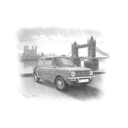 Mini Clubman Personalised Portrait in Black & White - RP2227BW