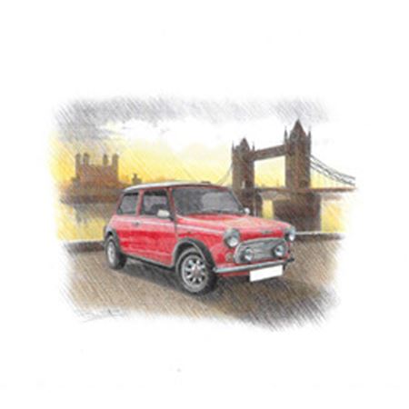 Rover Mini Cooper MkVII 1996on Personalised Portrait in Colour - RP2231COL