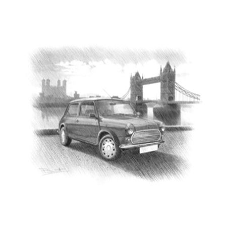 Rover Mini MkVI ’35’ Edition Personalised Portrait in Black & White - RP2232BW