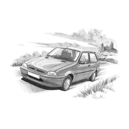 Rover 100 3 Door Personalised Portrait in Black & White - RP2233BW