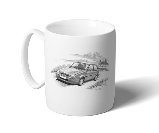 Rover 100 3 Door Mug - Black & White with Reg - RP2233BWMUG