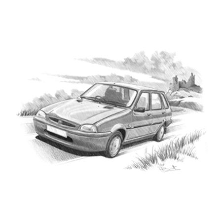 Rover 100 5 Door Personalised Portrait in Black & White - RP2234BW