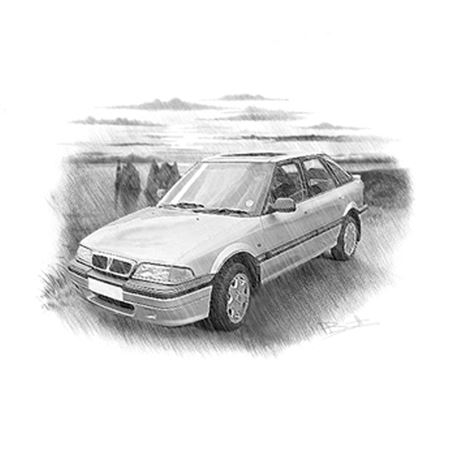 Rover 200 Mk2 1989-1995 Personalised Portrait in Black & White - RP2237BW