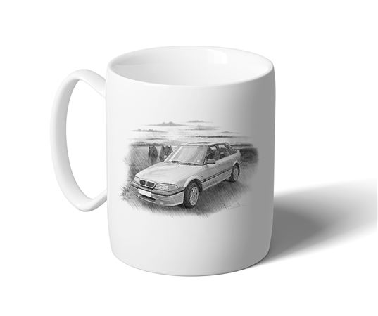 Rover 200 Mk2 1989-1995 Mug - Black & White with Reg - RP2237BWMUG