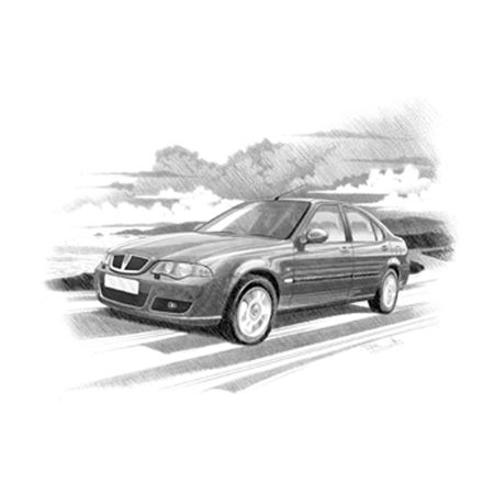 Rover 45 MkII Saloon Personalised Portrait in Black & White - RP2241BW