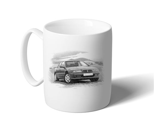 Rover 600 1993-1999 Mug - Black & White with Reg - RP2242BWMUG